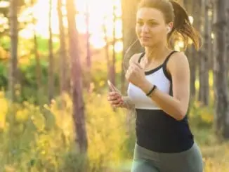 Girl running listening to music