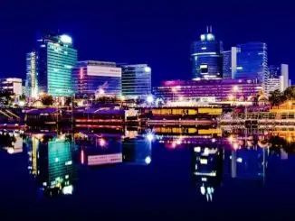 Vienna skyline at night